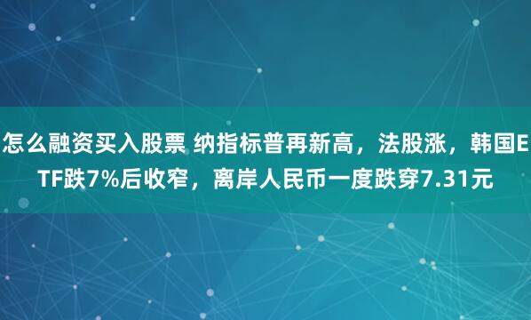 怎么融资买入股票 纳指标普再新高，法股涨，韩国ETF跌7%后收窄，离岸人民币一度跌穿7.31元