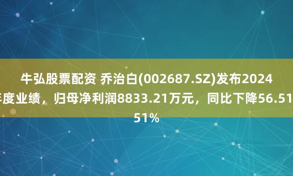 牛弘股票配资 乔治白(002687.SZ)发布2024年度业绩，归母净利润8833.21万元，同比下降56.51%