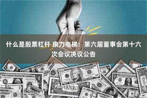 什么是股票杠杆 康力电梯：第六届董事会第十六次会议决议公告