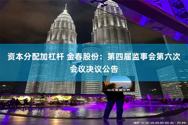资本分配加杠杆 金春股份：第四届监事会第六次会议决议公告