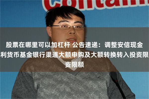 股票在哪里可以加杠杆 公告速递：调整安信现金增利货币基金银行渠道大额申购及大额转换转入投资限额