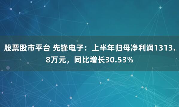 股票股市平台 先锋电子：上半年归母净利润1313.8万元，同比增长30.53%