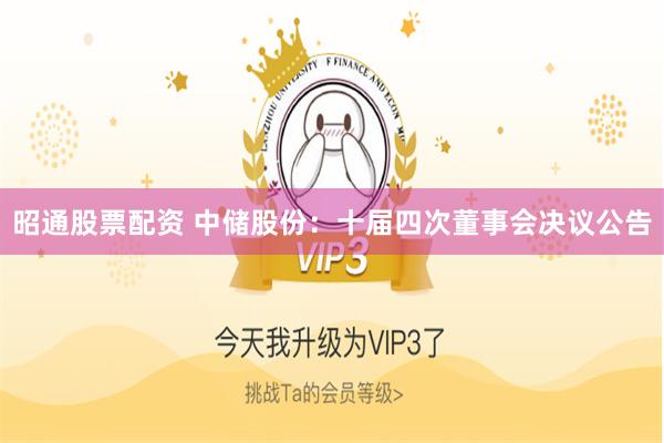 昭通股票配资 中储股份：十届四次董事会决议公告